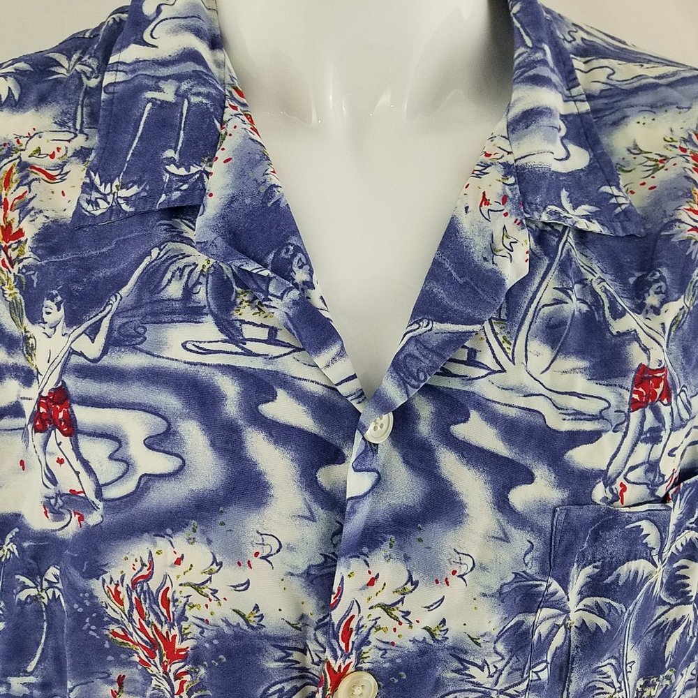 Vintage Hawaiian Shirt Lucky Beach Hula Wear